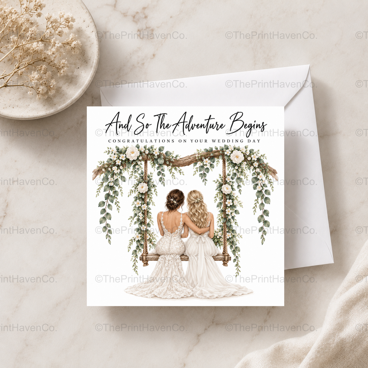 And So The Adventure Begins Wedding Card - Mrs & Mrs