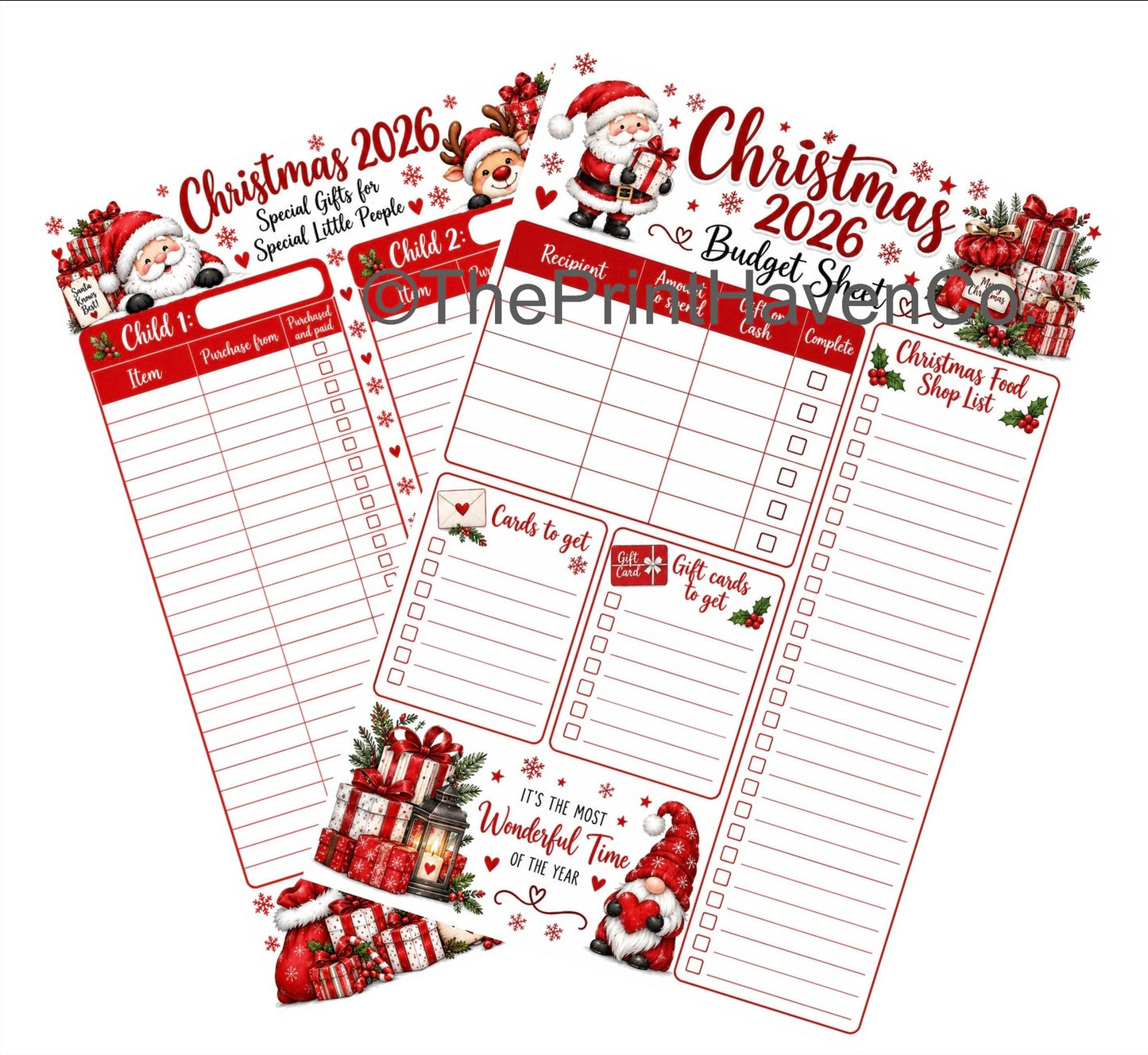Christmas Budget Sheets