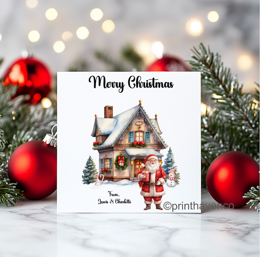 Santa & Home Design Christmas Cards- Pack of 10