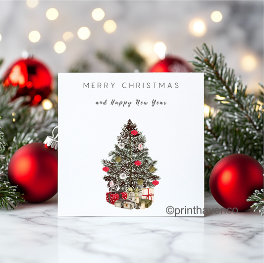 Tree With Gifts Design Christmas Cards - Pack of 10