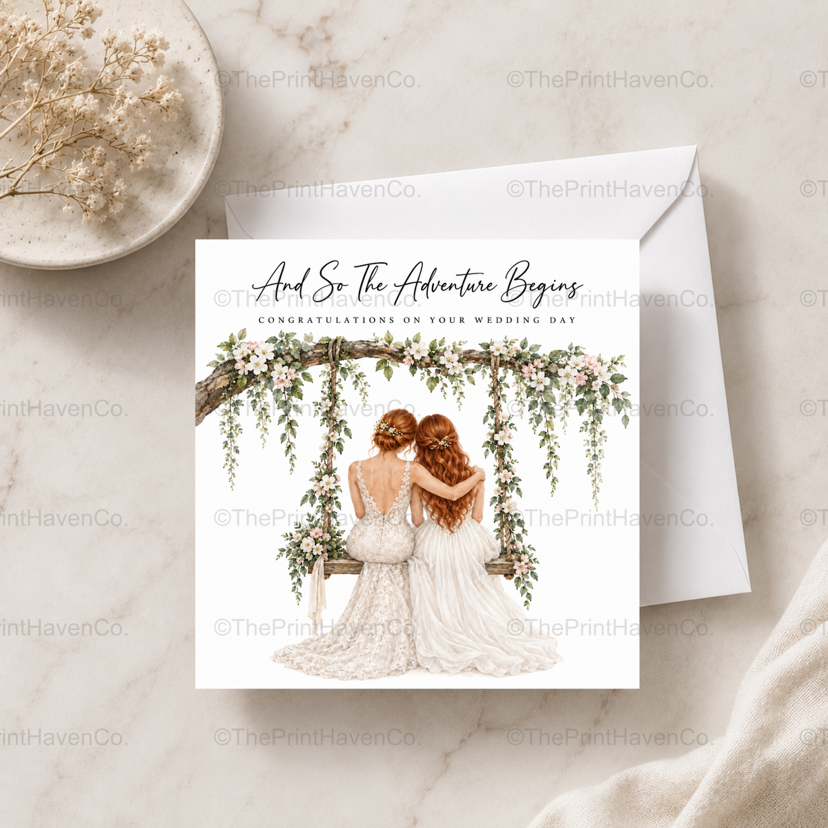 And So The Adventure Begins Wedding Card - Mrs & Mrs
