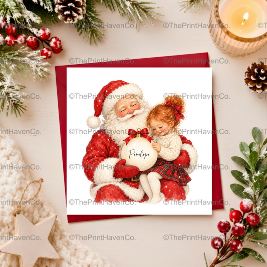 Personalised Santa & Little Girl Christmas Card