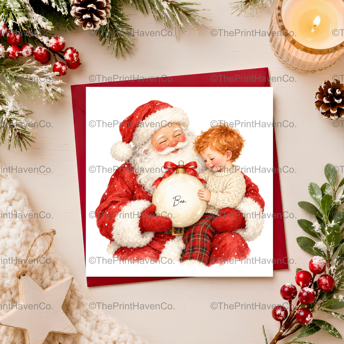Personalised Santa & Little Boy Christmas Card