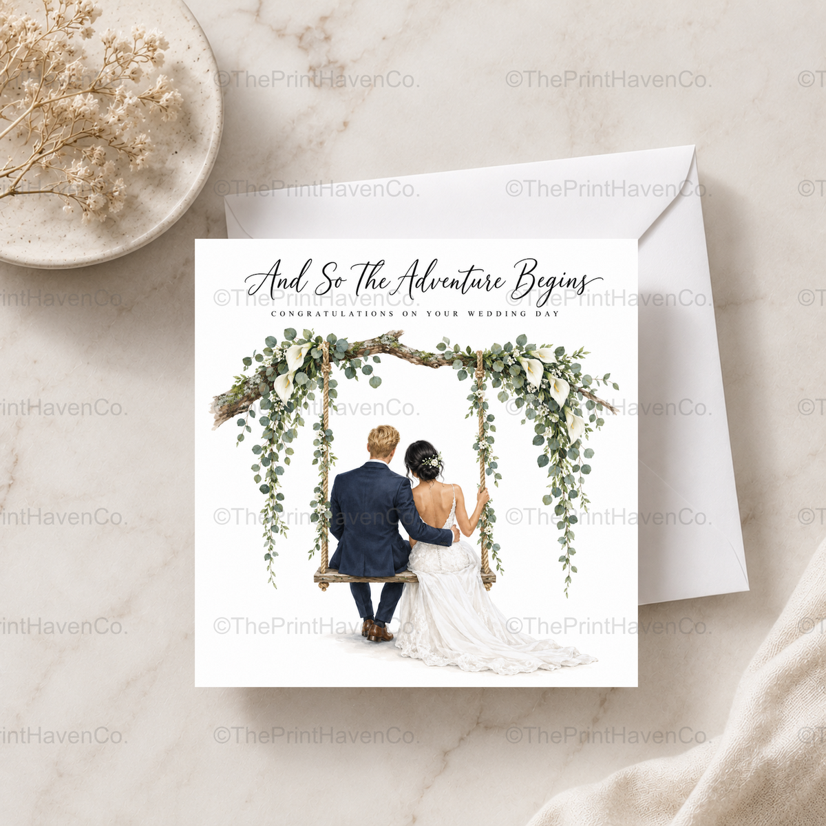 And So The Adventure Begins Wedding Card - Mr & Mrs