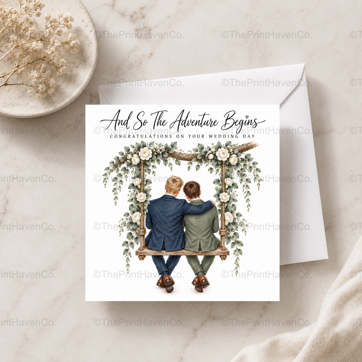 And So The Adventure Begins Wedding Card - Mr & Mr