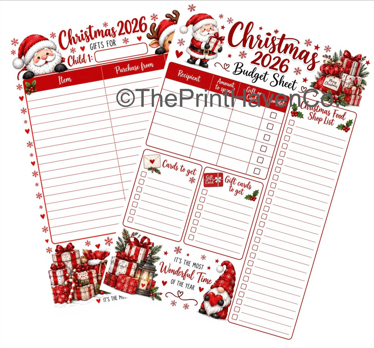 Christmas Budget Sheets