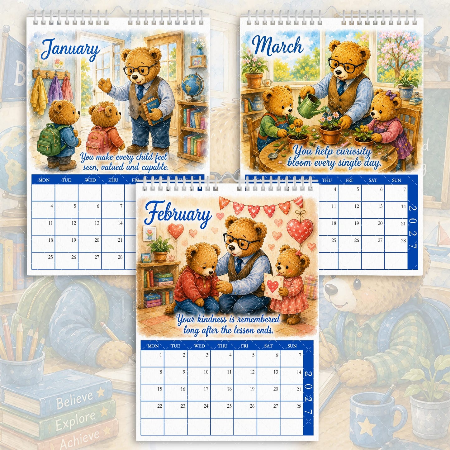 Best Teacher - 2027 Calendar - Blue