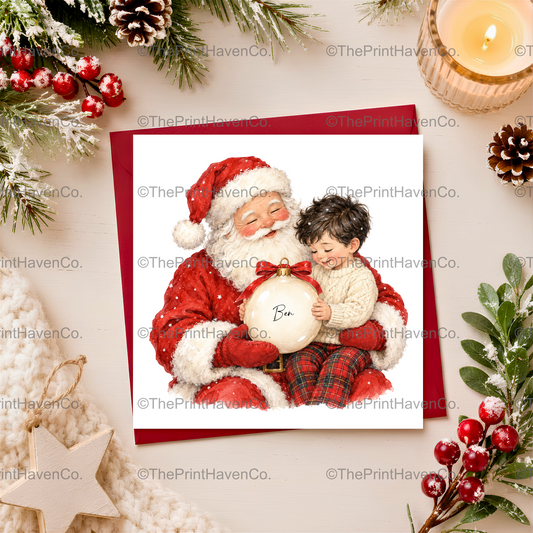 Personalised Santa & Little Boy Christmas Card