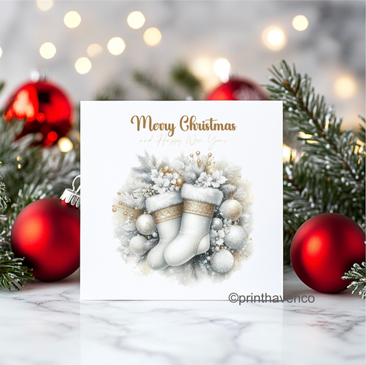Stockings Design Christmas Cards - Pack of 10