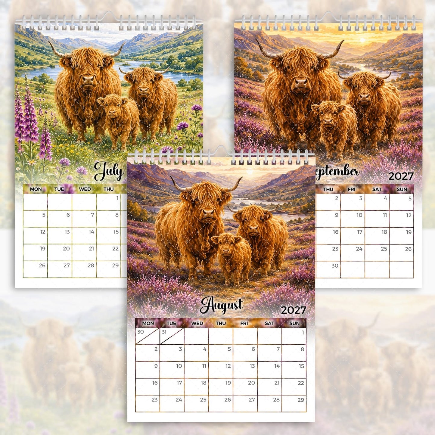 Highland Cow - 2027 Calendar