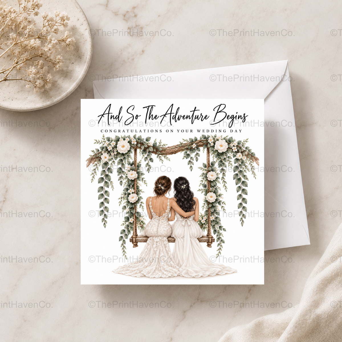 And So The Adventure Begins Wedding Card - Mrs & Mrs