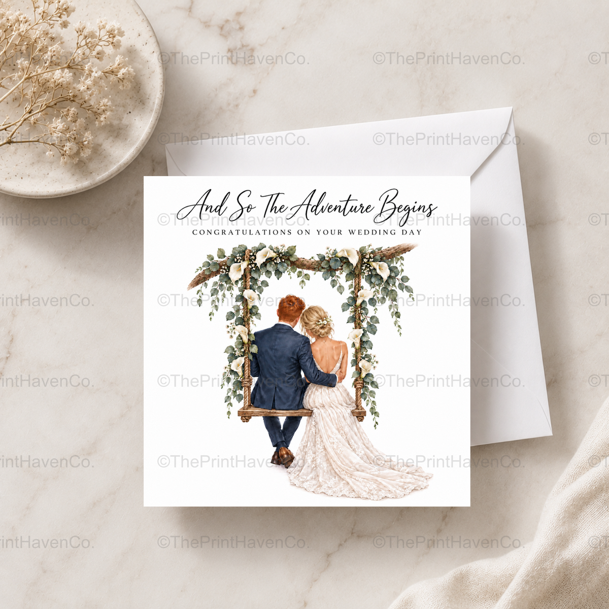 And So The Adventure Begins Wedding Card - Mr & Mrs