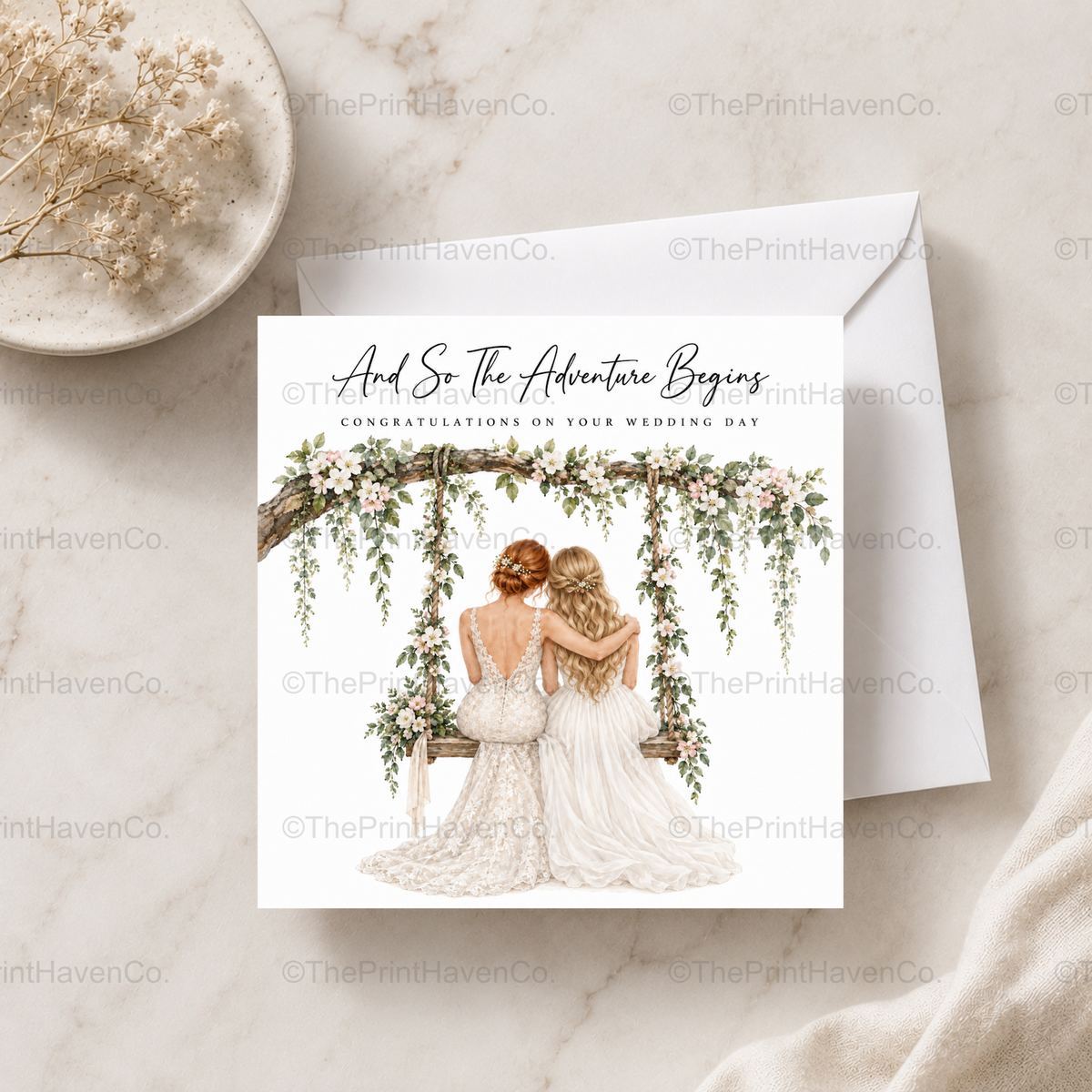 And So The Adventure Begins Wedding Card - Mrs & Mrs