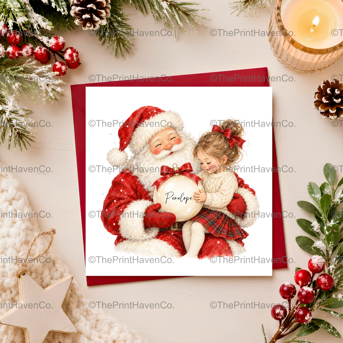 Personalised Santa & Little Girl Christmas Card