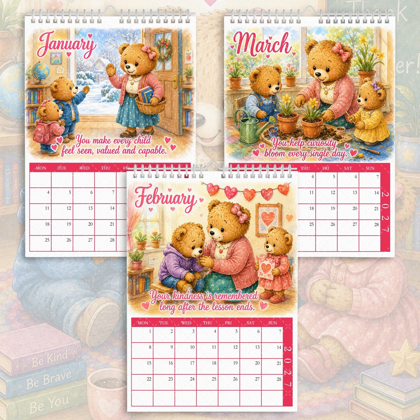 Best Teacher - 2027 Calendar - Pink