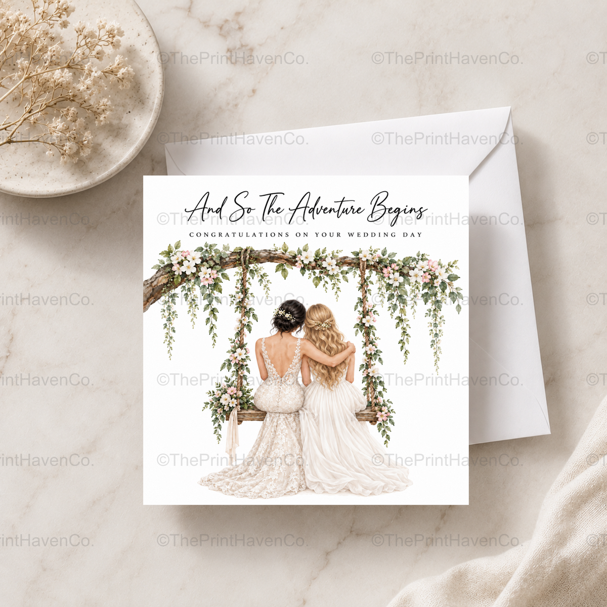 And So The Adventure Begins Wedding Card - Mrs & Mrs