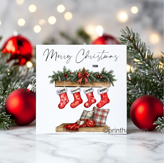 Stocking Scene Design Personalised Christmas Cards