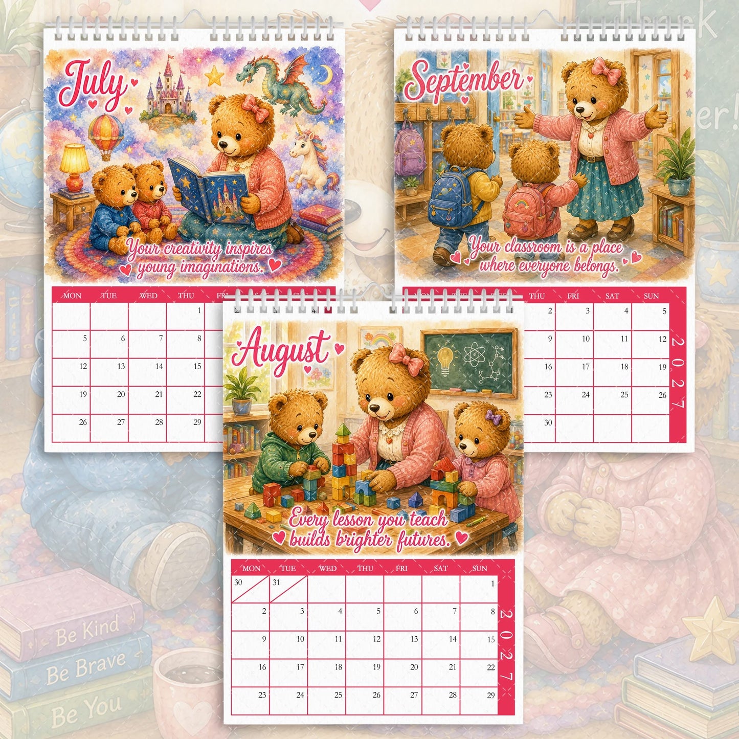 Best Teacher - 2027 Calendar - Pink