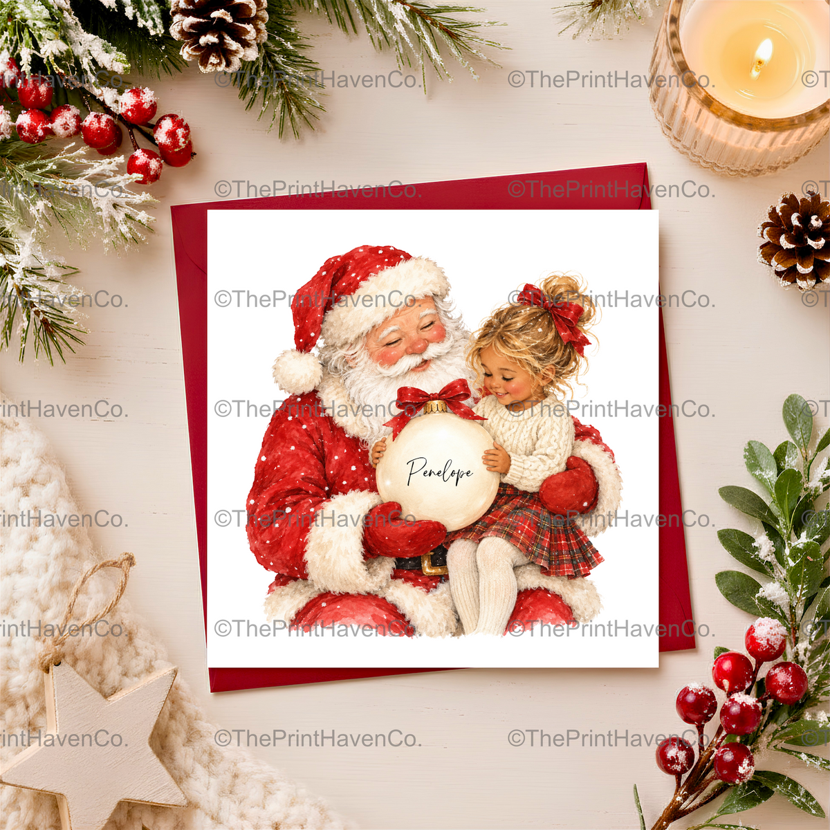 Personalised Santa & Little Girl Christmas Card