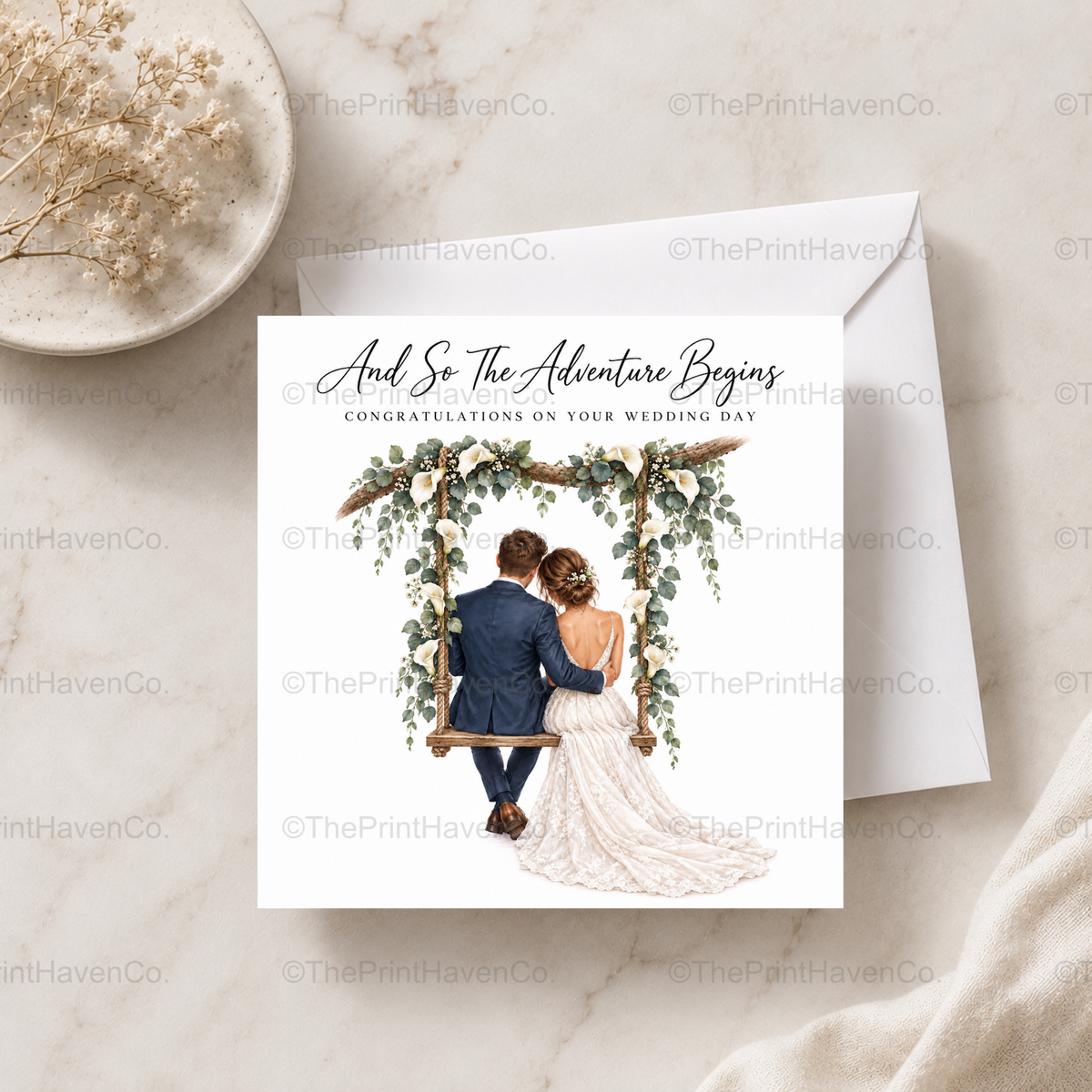 And So The Adventure Begins Wedding Card - Mr & Mrs
