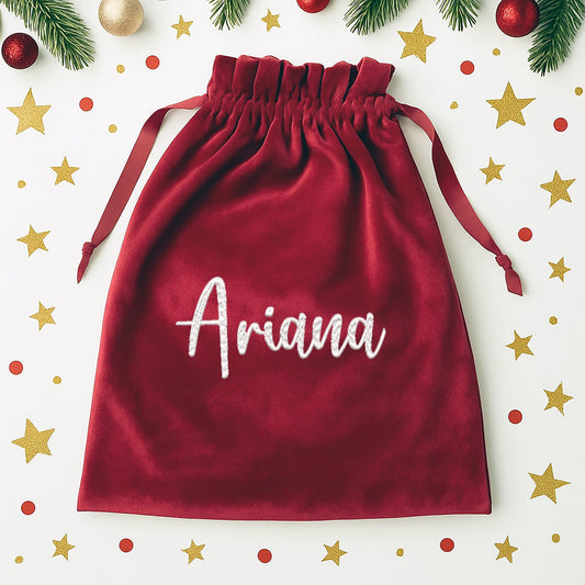 Personalised Embroidered Velvet Sacks