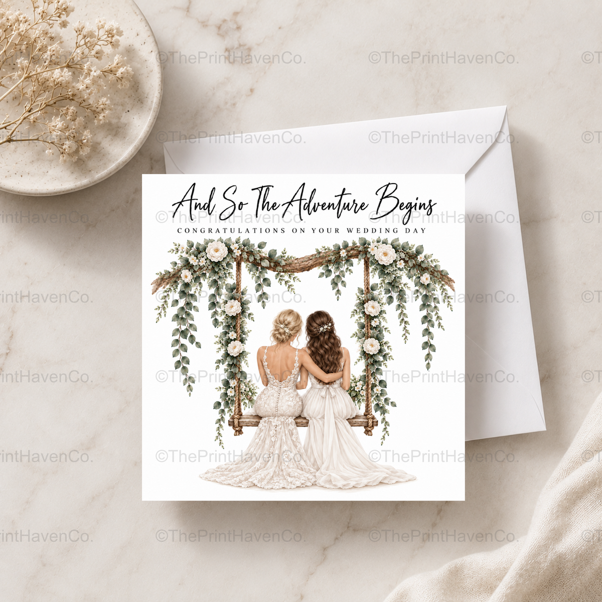 And So The Adventure Begins Wedding Card - Mrs & Mrs