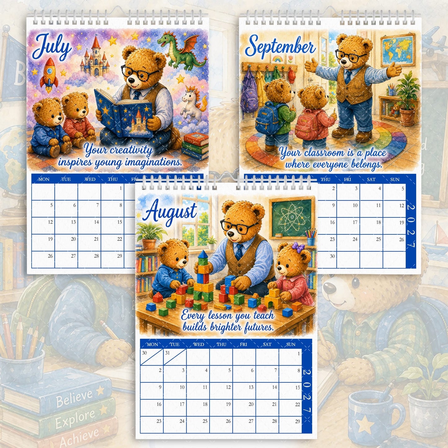 Best Teacher - 2027 Calendar - Blue