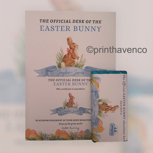 Personalised Letter, Certificate & Chocolate Bar from Easter Bunny