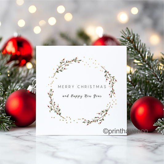Festive Plain Design Christmas Cards - Pack of 10