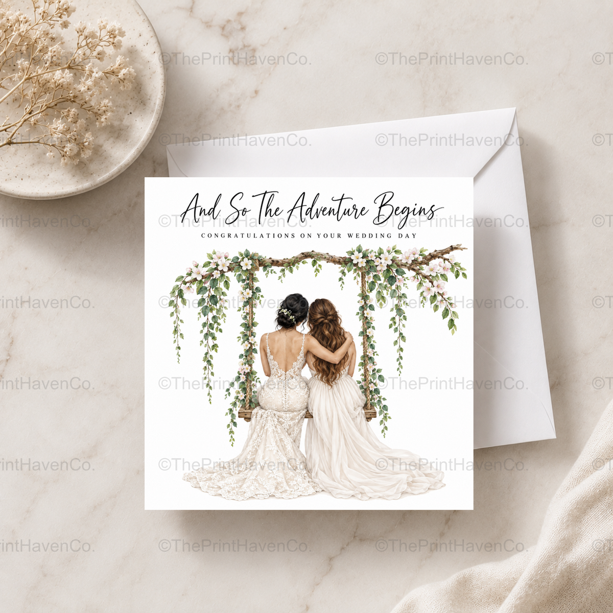 And So The Adventure Begins Wedding Card - Mrs & Mrs