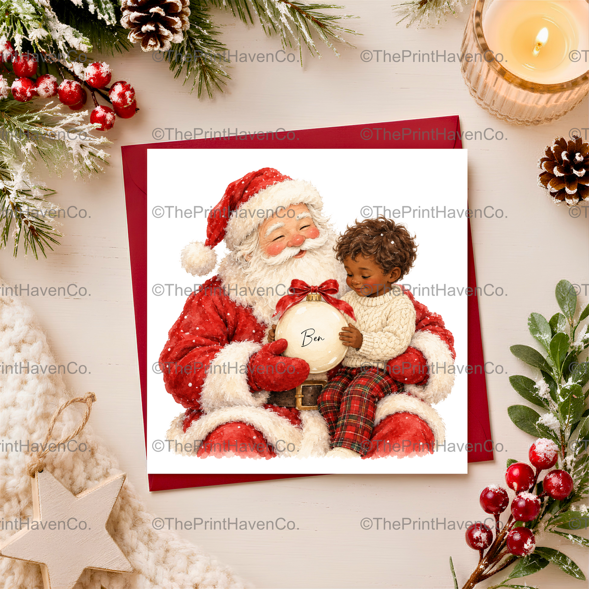 Personalised Santa & Little Boy Christmas Card
