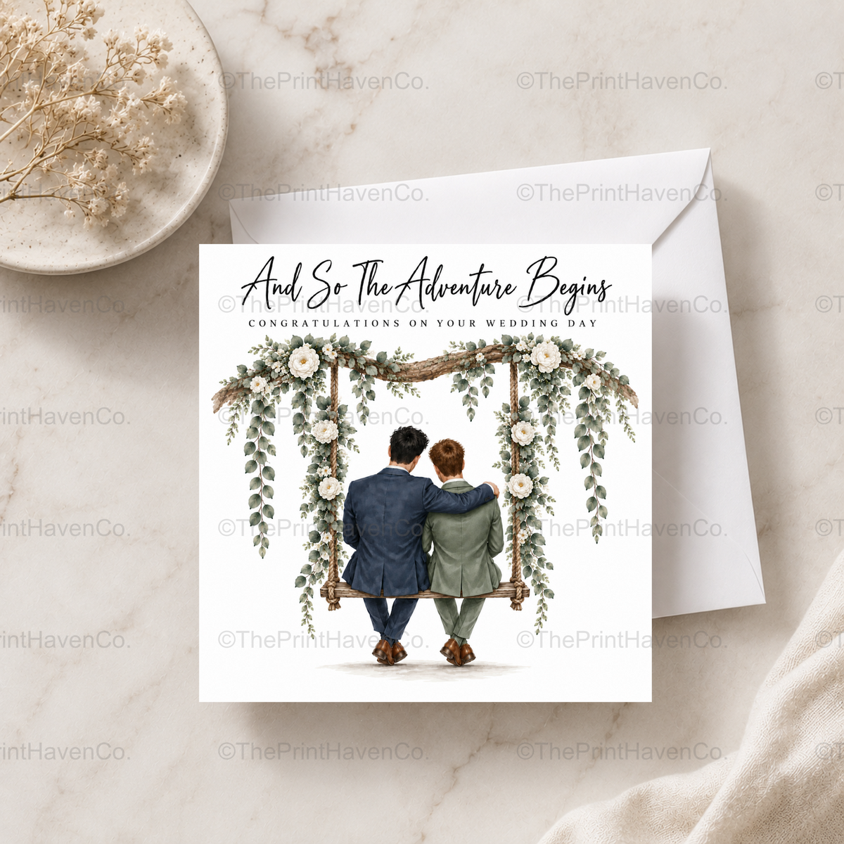 And So The Adventure Begins Wedding Card - Mr & Mr