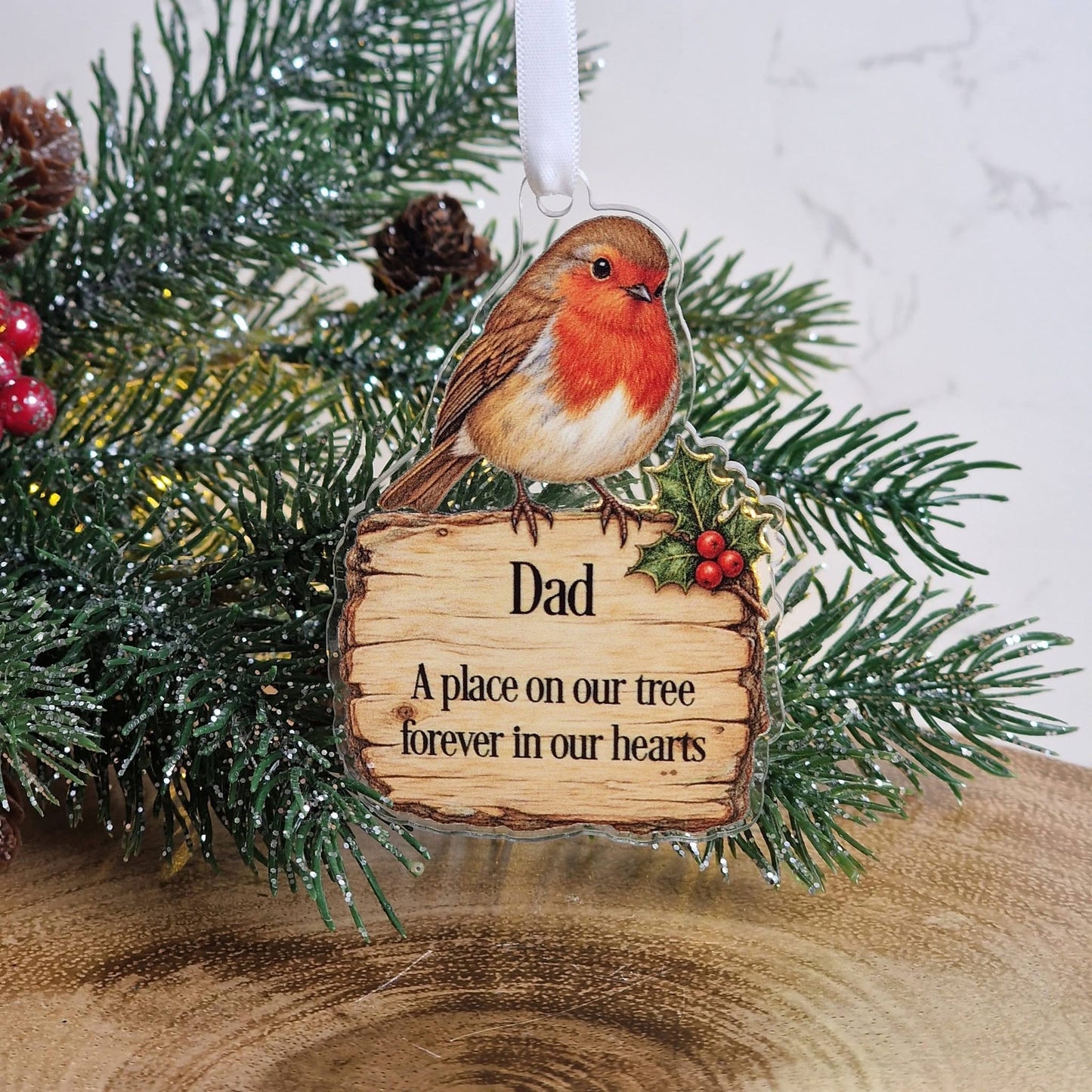 Robin Memorial Personalised Tree Decoration