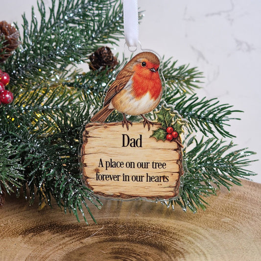 Robin Memorial Personalised Tree Decoration