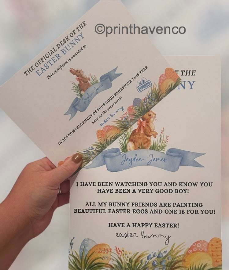 Personalised Letter & Certificate set from Easter Bunny