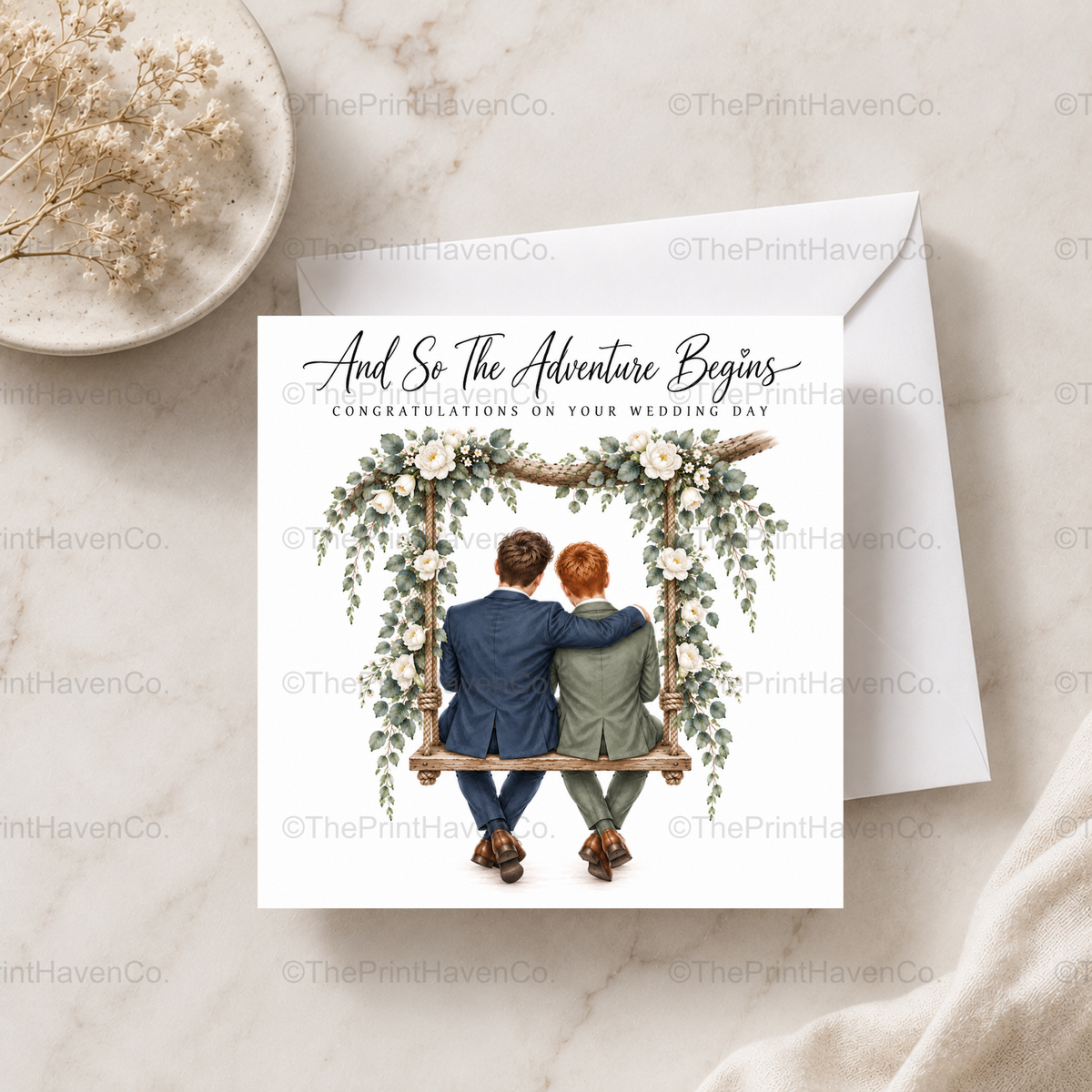 And So The Adventure Begins Wedding Card - Mr & Mr