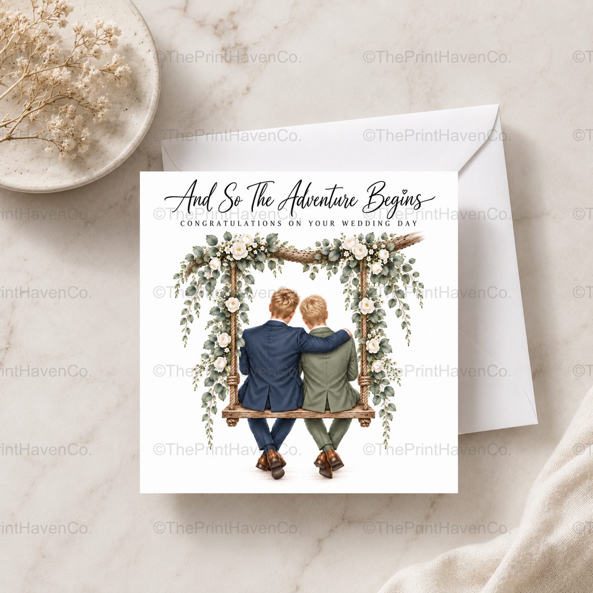 And So The Adventure Begins Wedding Card - Mr & Mr