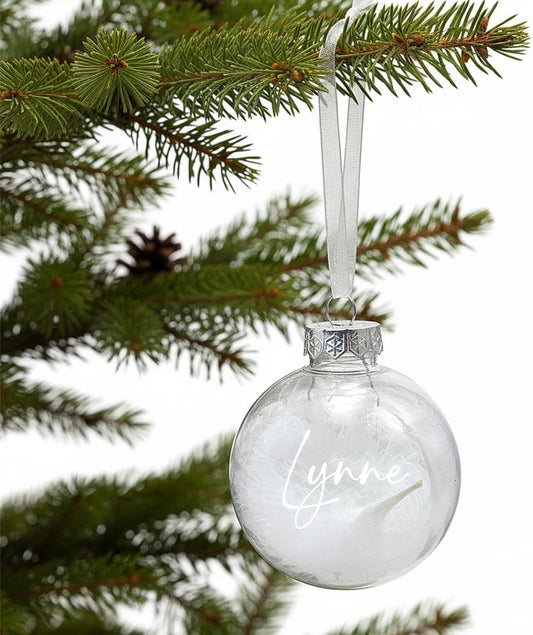 Personalised Feather Filled Bauble