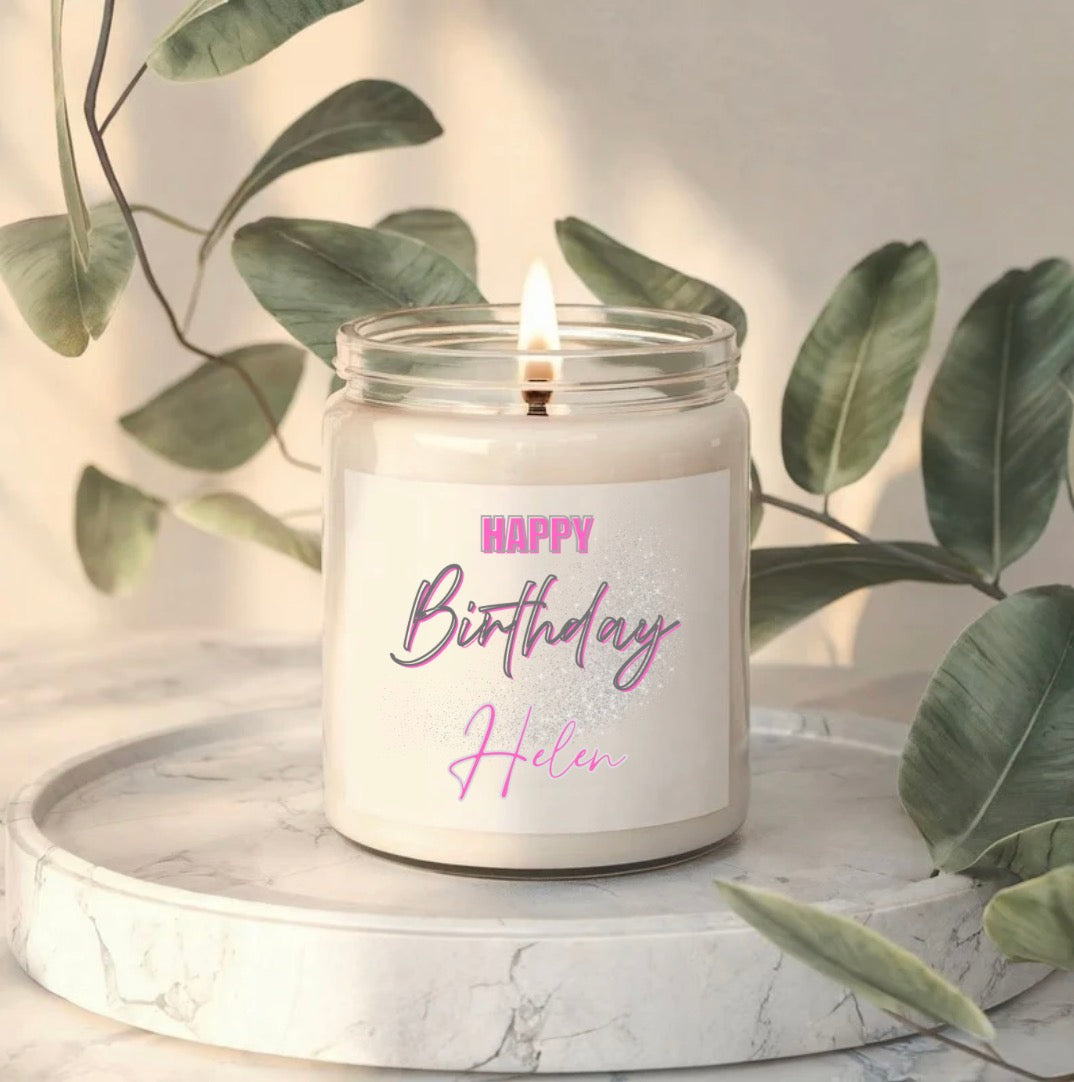 Glittered effect Happy Birthday Candle