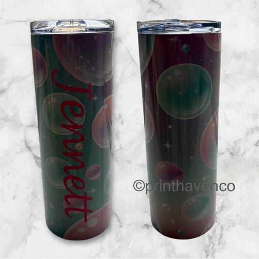Bubble effect tumbler with name