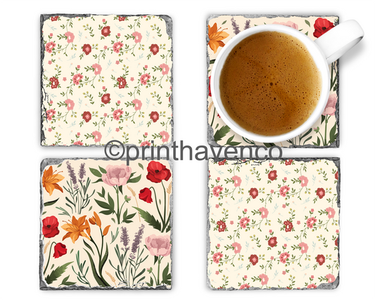 Patterned Slate Coasters set of 4