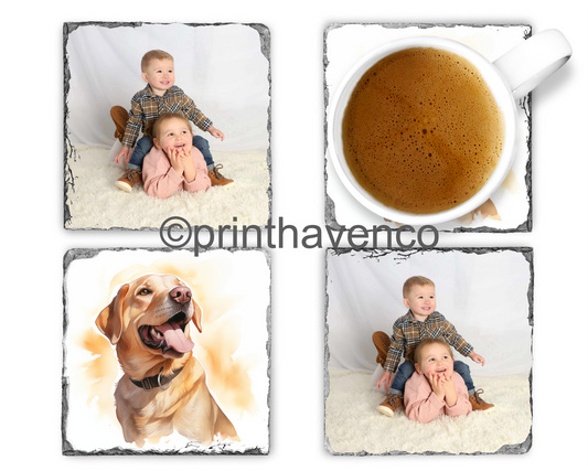 Set of 4 Slate Coasters - Photos