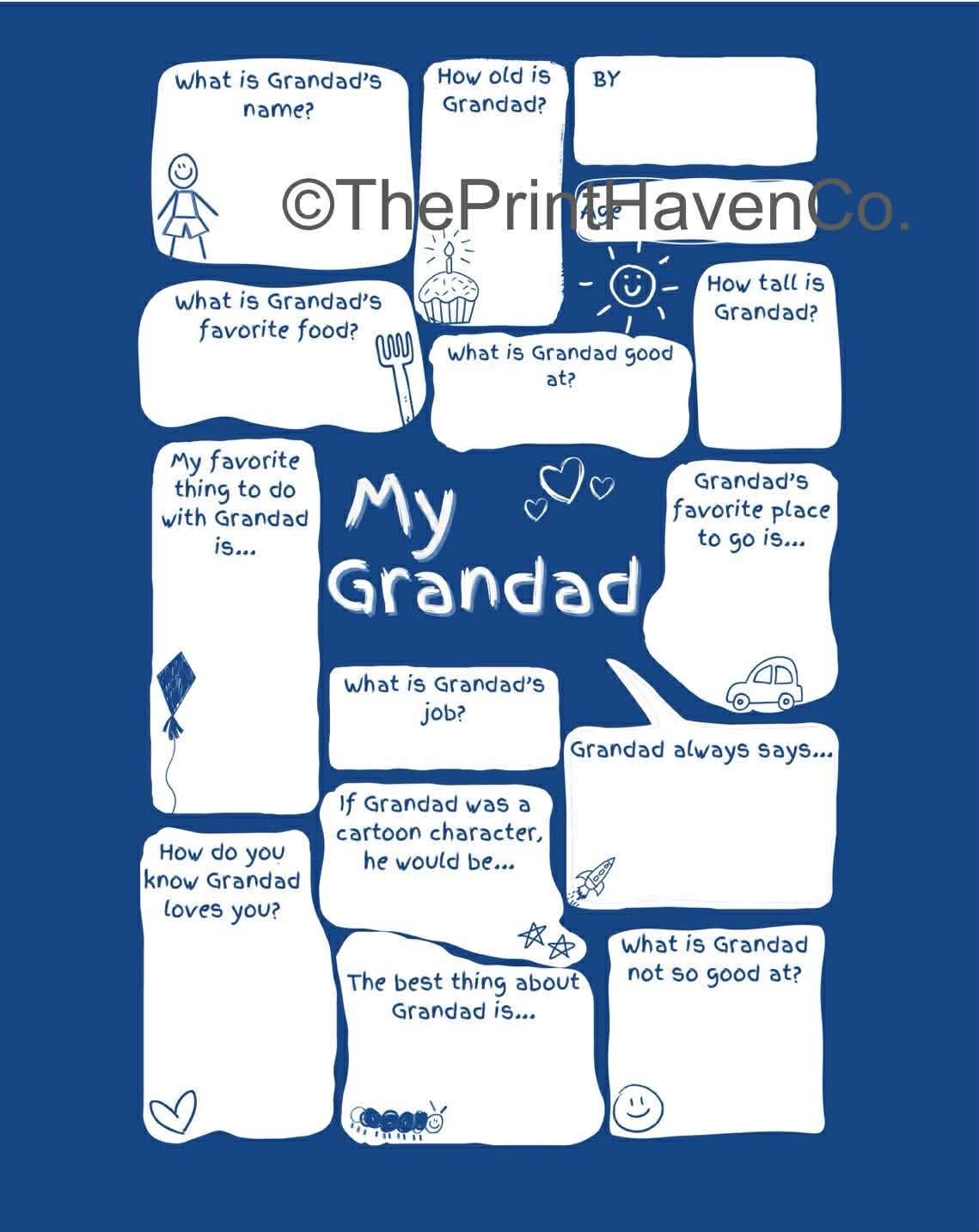 My Grandad Activity Card