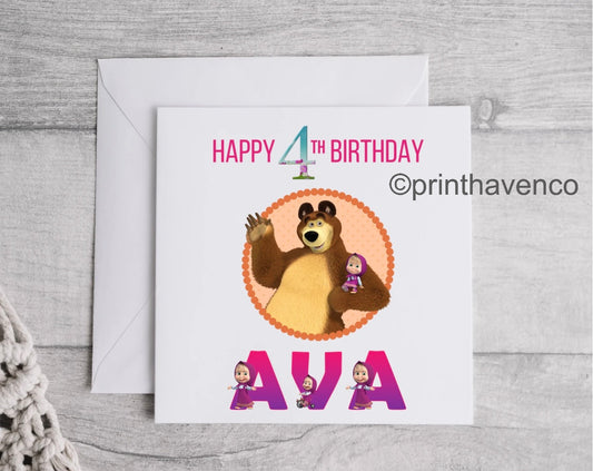 Masha The Bear Birthday Card