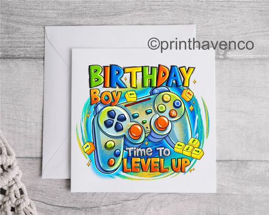 Birthday Boy Card - Level Up