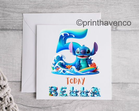 Stitch Personalised Birthday Card