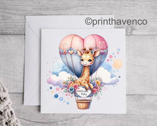 Hot Air Balloon New Baby Card