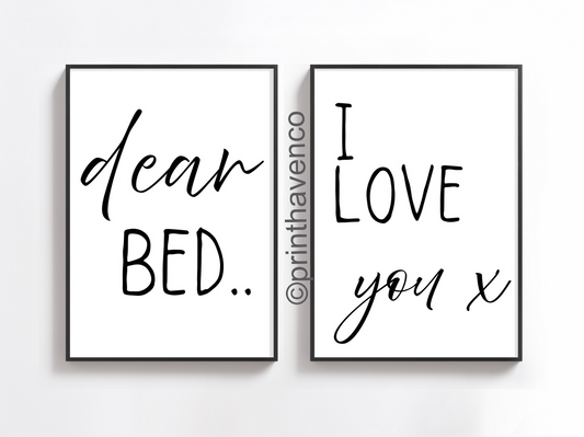 ‘Dear Bed, I Love you x’ double print
