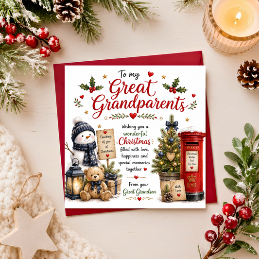 To my Great Grandparents from Great Grandson Card