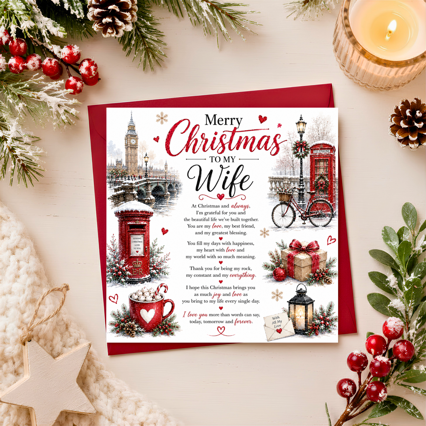Merry Christmas Wife Card